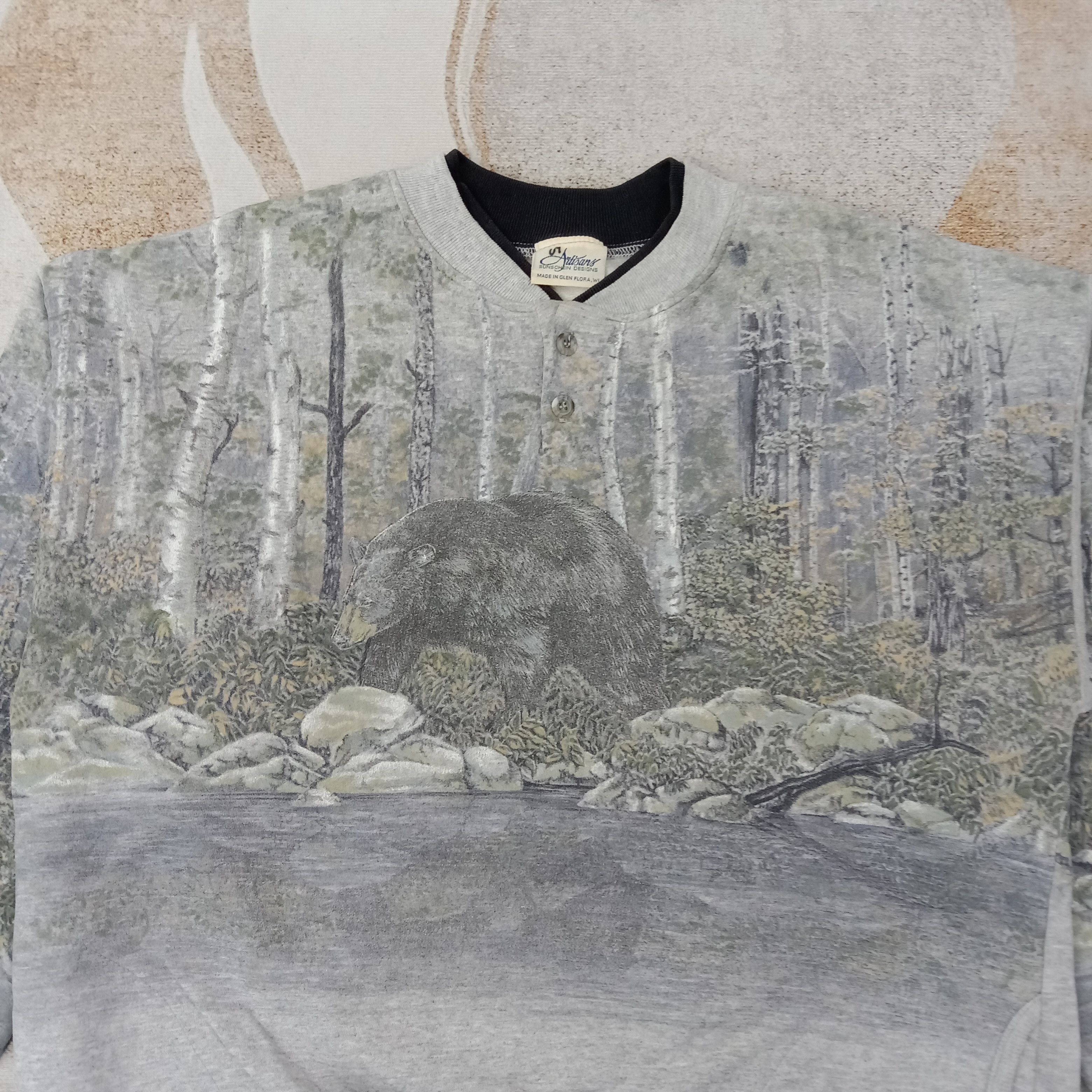 Vintage Aitisans Nature Winter Bear Sweatshirt C262N7 Size US M / EU 48-50 / 2 - 2 Thumbnail