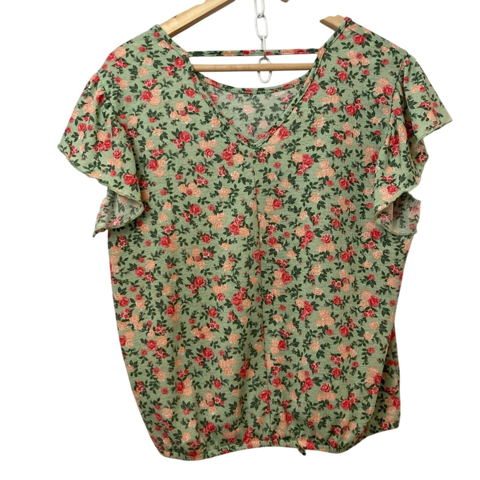Other Inner Circle Spring Floral Short Flutter Sleeves Blouse Top Size S / US 4 / IT 40 - 2 Thumbnail