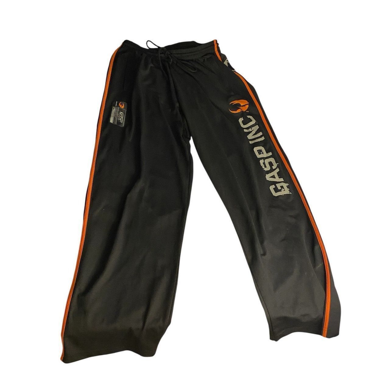 Other Y2K Bodybuilding Gym Track Pants Black Orange GASP INC L Size US 32 / EU 48 - 2 Thumbnail