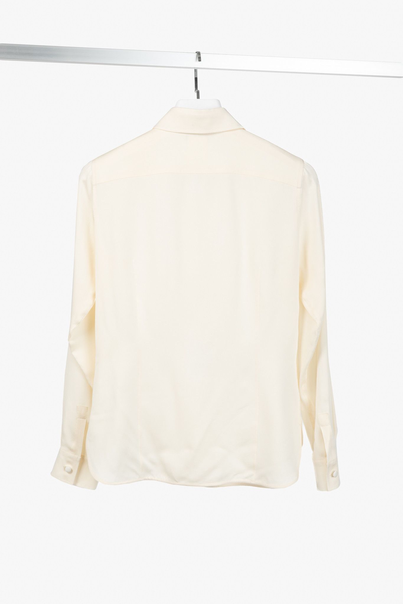 Max Mara Max Mara Filmato Ivory Silk Crepe de Chine Buttoned Blouse Size M / US 6-8 / IT 42-44 - 2 Thumbnail