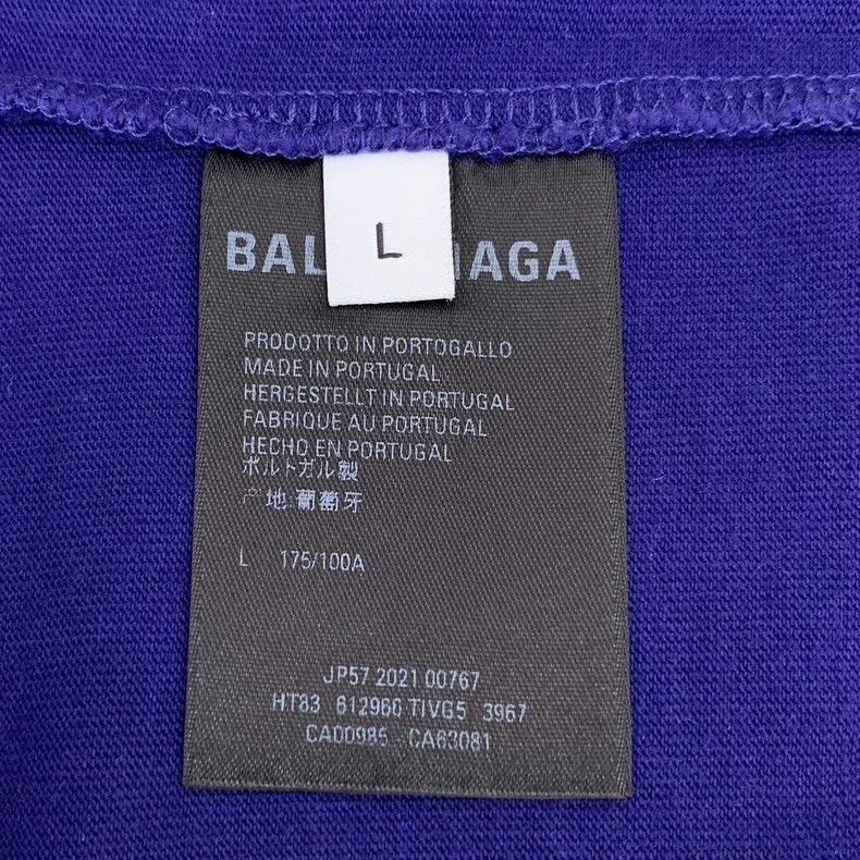 Balenciaga Balenciaga Navy logo monogrammed cotton crewneck short-sle Size US L / EU 52-54 / 3 - 6 Thumbnail