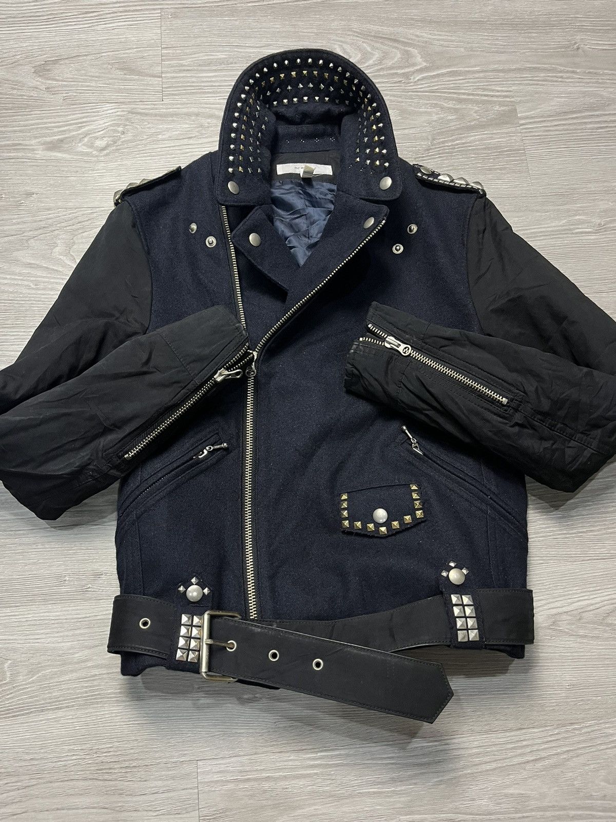 If Six Was Nine × Japanese Brand × Le Grande Bleu (L.G.B.) Mr Weather Studded Ramones Style Woll Jacket Size US M / EU 48-50 / 2 - 2 Thumbnail