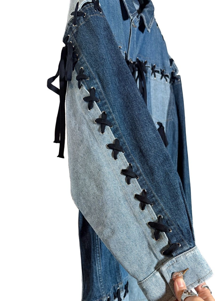 Dolce & Gabbana Dolce & Gabbana Blue Denim Patchwork Laced-up Shirt Jacket Size M / US 6-8 / IT 42-44 - 4 Thumbnail