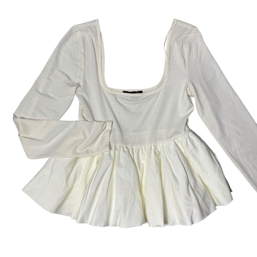 Other New Silence + Noise Bubble Bottom Long Sleeve Ivory Top Siz Size M / US 6-8 / IT 42-44 - 3 Thumbnail