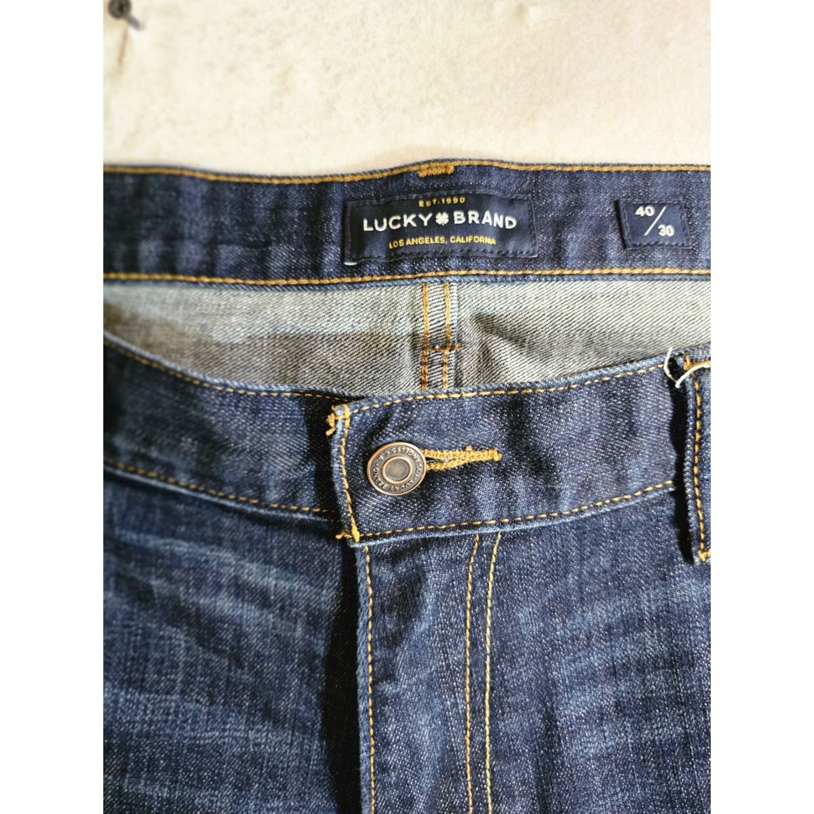 Lucky Brand Lucky Brand Signature Denim Jeans 410 Athletic Slim Dark Wash Men 40x30 Denim Jeans Slim Straight Logo USA 410 Athletic Slim Dark Wash Mens 40x30 Size US 40 / EU 56 - 3 Thumbnail