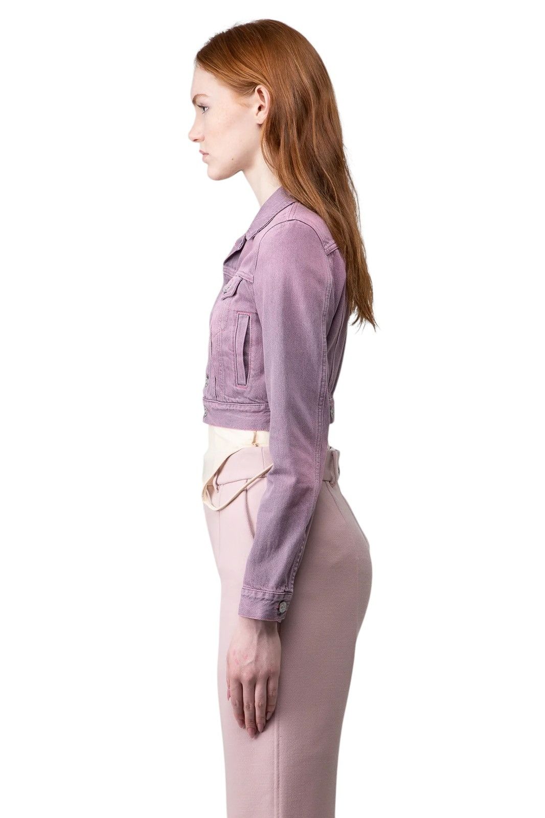 Maison Margiela Faded Cropped Pink Denim Jacket Size XS / US 0-2 / IT 36-38 - 2 Thumbnail