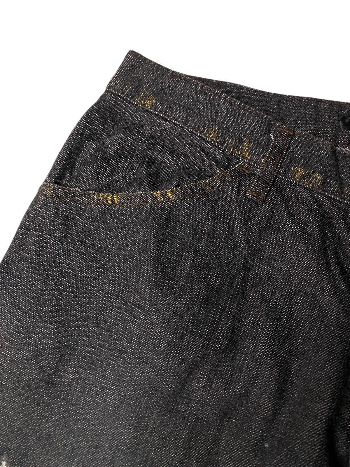 If Six Was Nine 2000's Schlussel Distressed Waxed Gold Flared Jeans Size US 31 - 4 Thumbnail