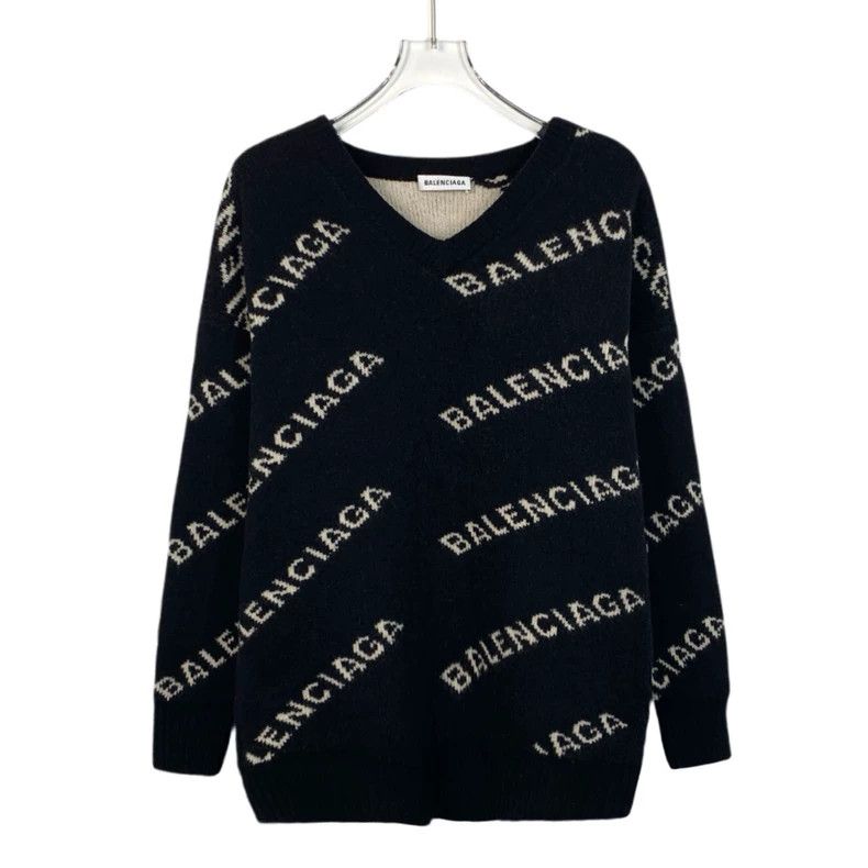 Other Balenciaga size 38 Black logo intarsia full-print V-neck l Size US S / EU 44-46 / 1 - 1 Thumbnail