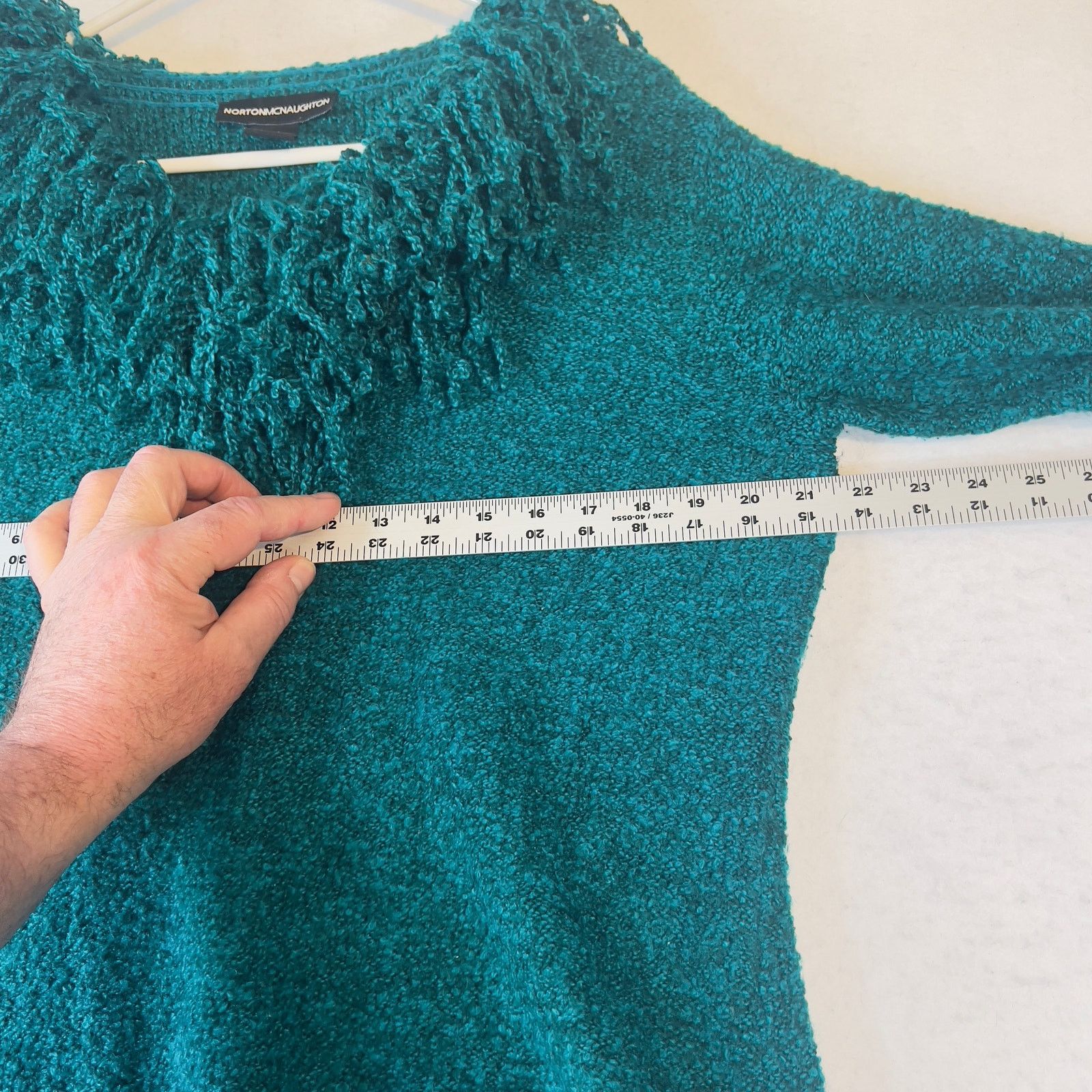 Other Norton McNaughton Sweater Woman's Large Green Fluffy Fringe Size L / US 10 / IT 46 - 6 Thumbnail