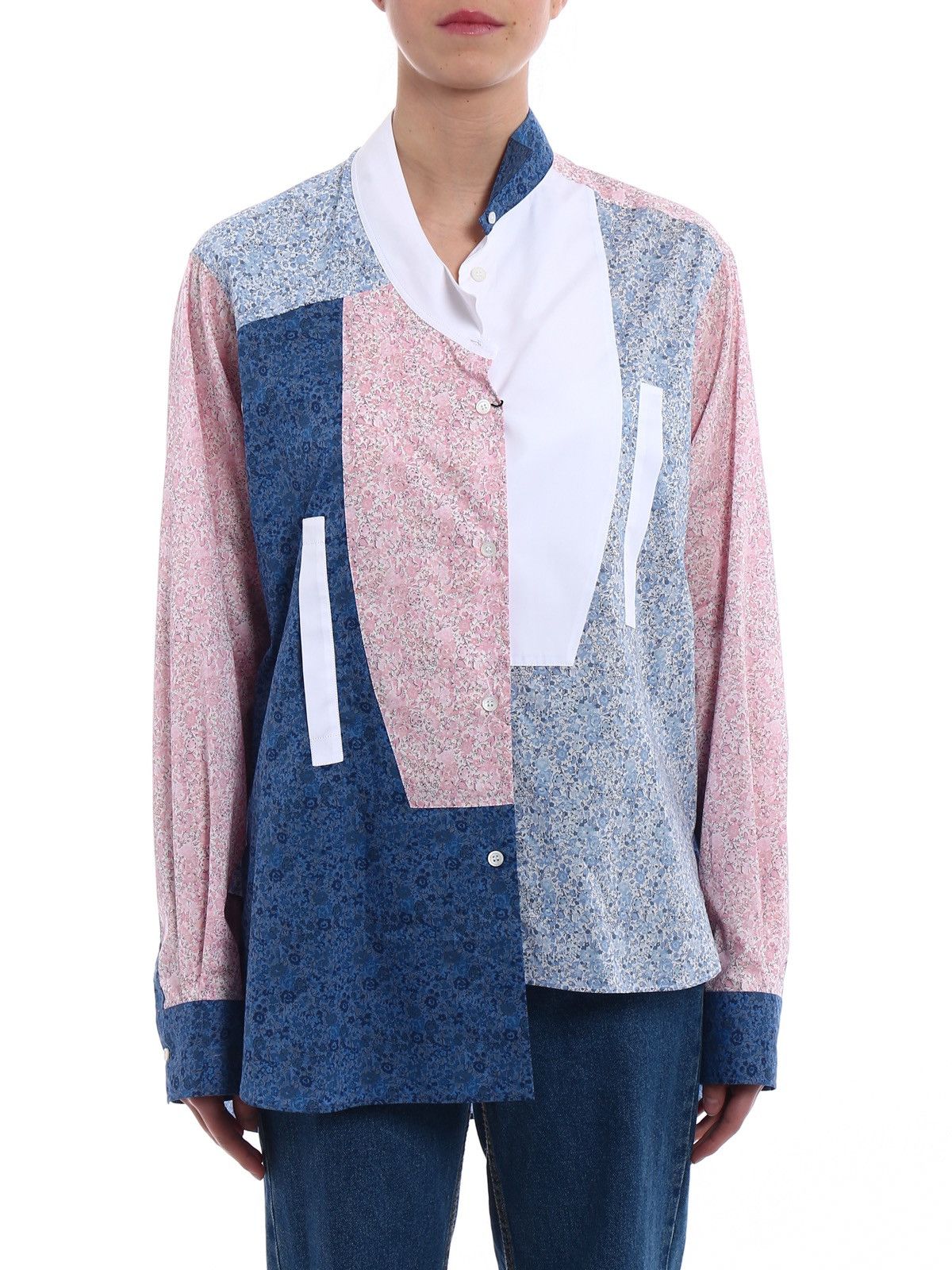 Loewe Loewe Multicolor Asymmetrical Button Up Patchwork Shirt Size XS / US 0-2 / IT 36-38 - 1 Thumbnail