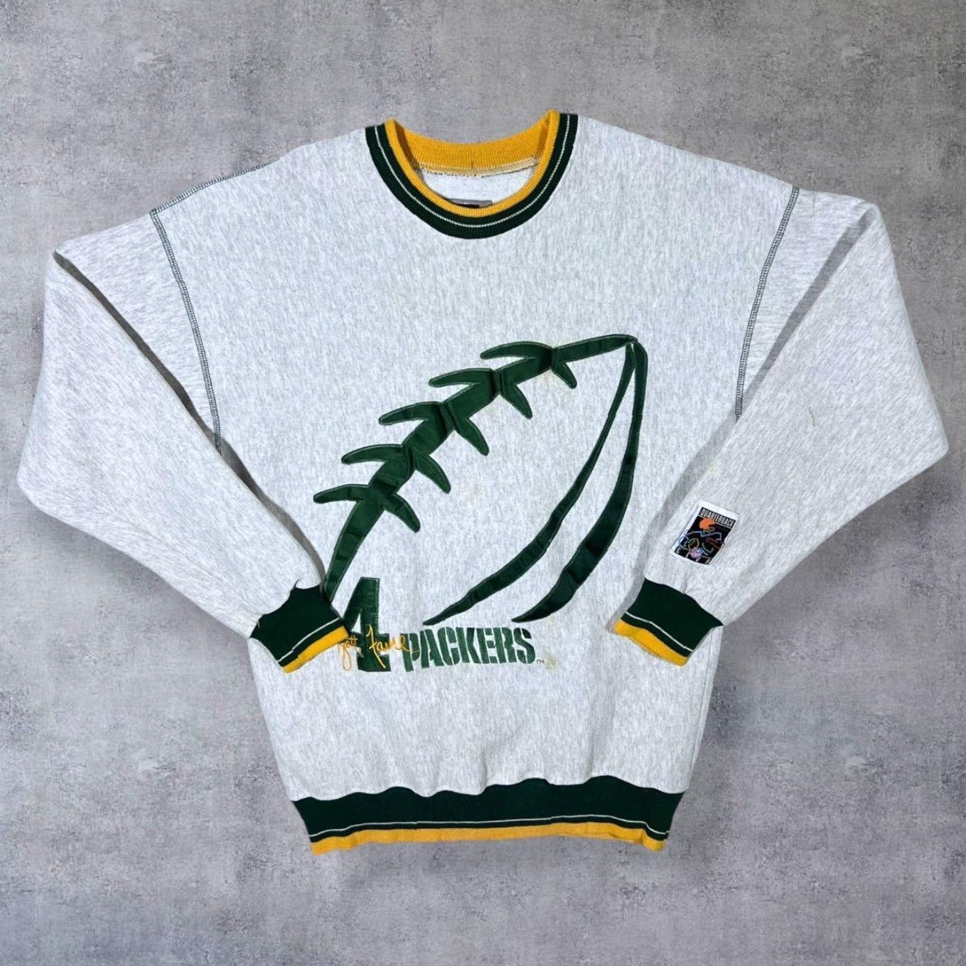 NFL VINTAGE Legends Athletic Green Bay Packers Brett Favre Sweatshirt L Adult Mens Long Sleeve Round Neck Embroidered Logo Pullover Size US L / EU 52-54 / 3 - 2 Thumbnail