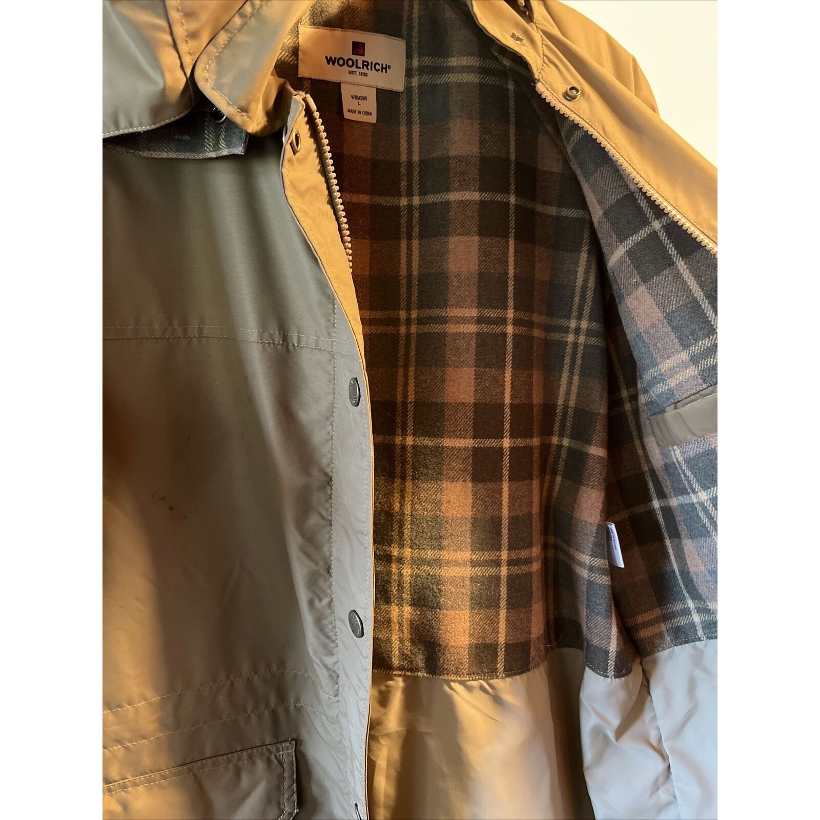 Woolrich Woolen Mills Woolrich Women L Brown Long Sleeve Full Zip Wool Line Jacket Size L / US 10 / IT 46 - 8 Thumbnail