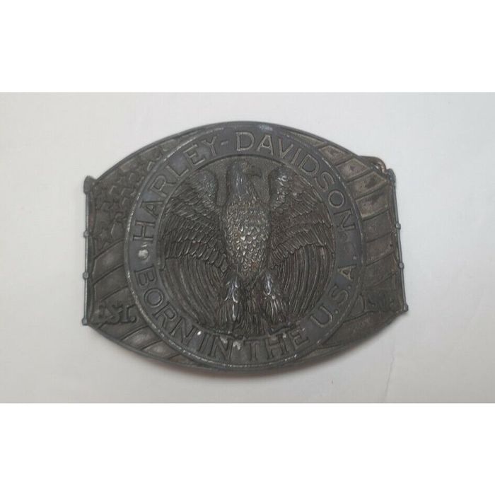Harley Davidson 1980s Harley Davidson Belt Buckle BORN IN THE USA Flag