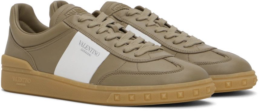 Valentino o1y0525 Logo Low-Top Sneakers in Khaki/White Size US 10 / EU 43 - 3 Thumbnail