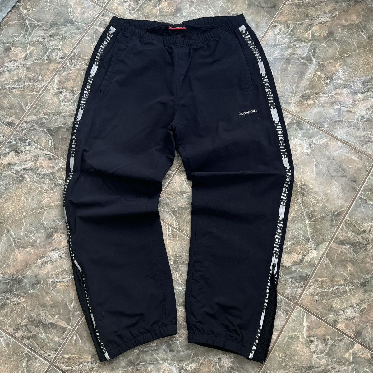 image of Supreme Reflective, Zip Track Pants in Black, Men's (Size 32)