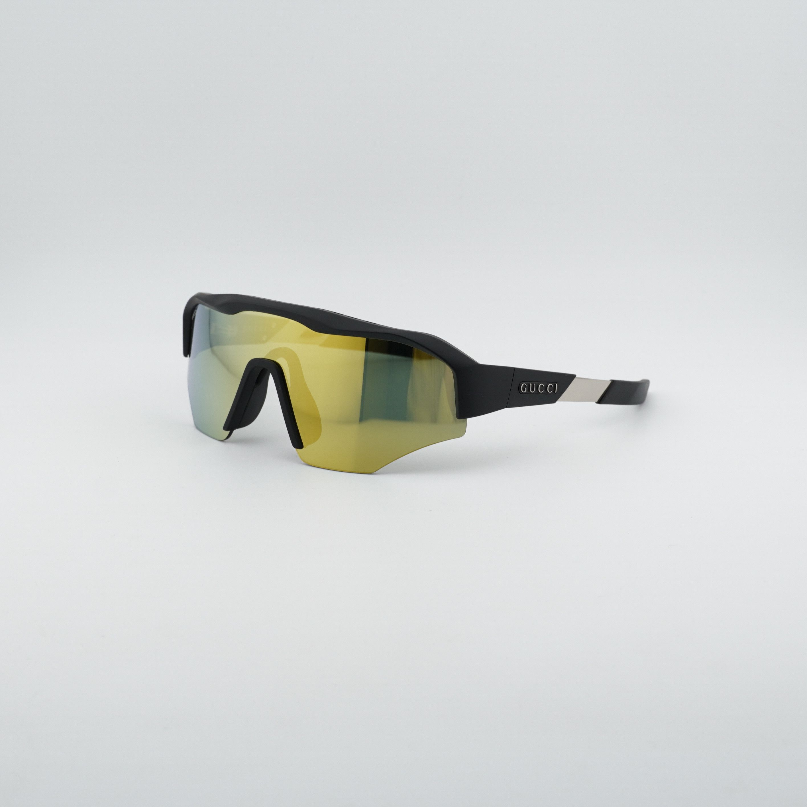 Gucci Gucci GG2017S 001 Sunglasses Black / Yellow Shield Frame Size ONE SIZE - 1 Thumbnail