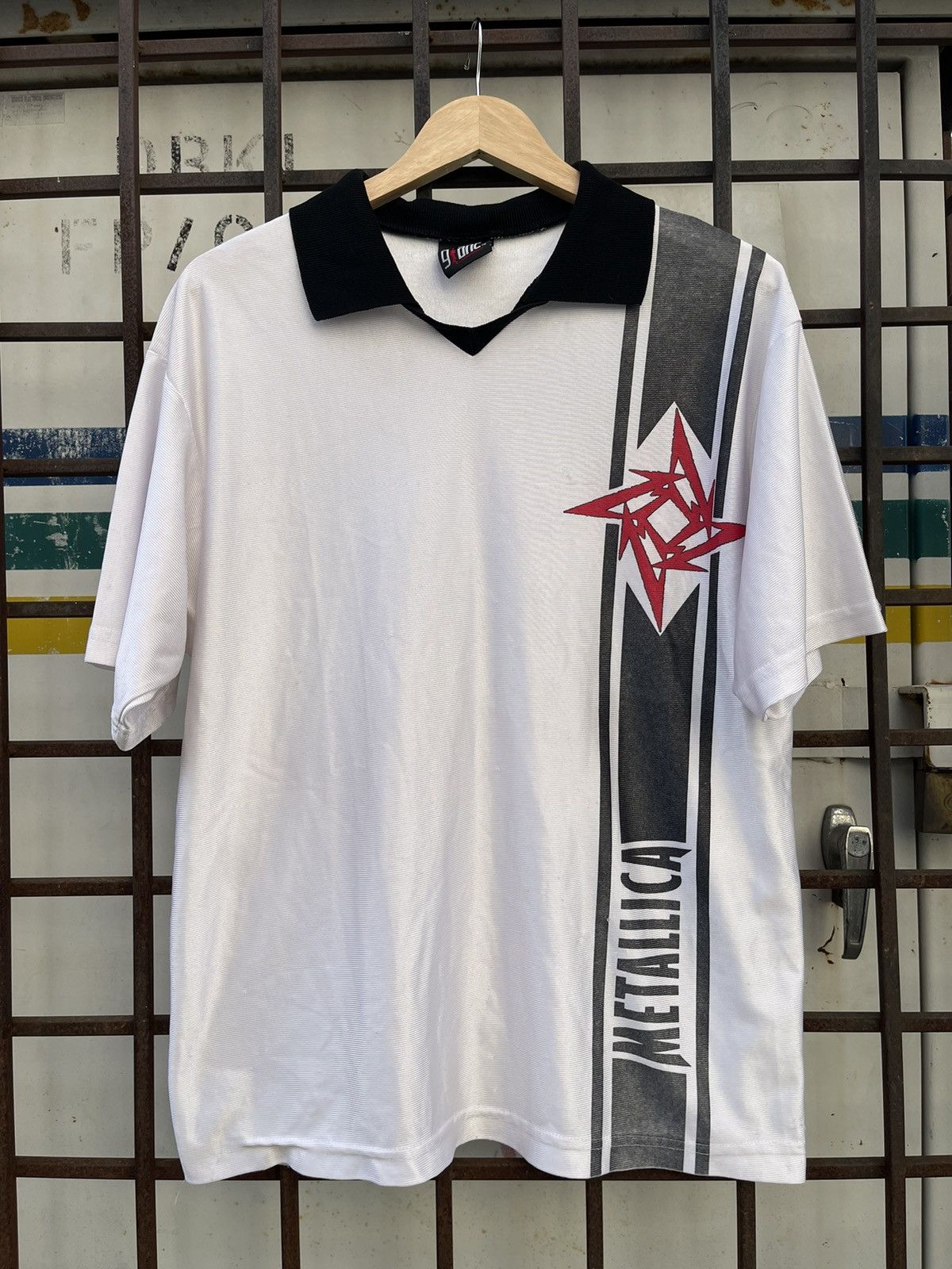 image of Band Tees x Vintage Metallica Soccer Jersey in White, Men's (Size XL)
