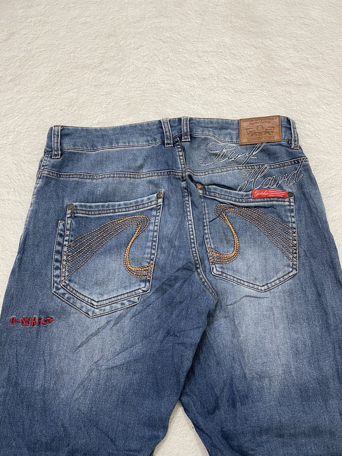 Japanese Brand 2000s Japanese Gotcha Wash Denim Embroidered Big Logo Y2K Size US 33 - 7 Thumbnail