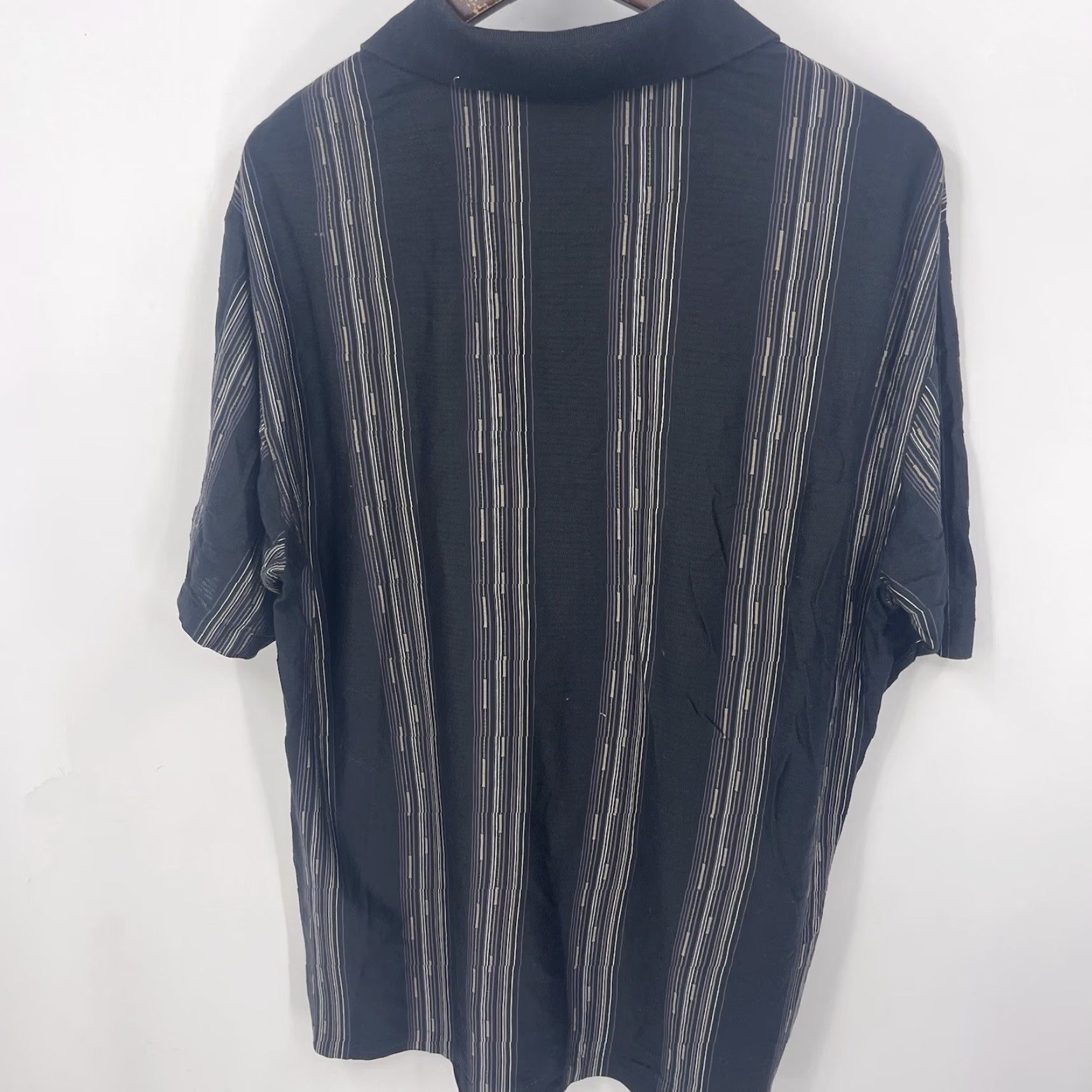 Vintage Tiger Woods Shirt Mens Large Striped Polo Black 60/2 Mercerized Golf Preppy Size US L / EU 52-54 / 3 - 5 Thumbnail