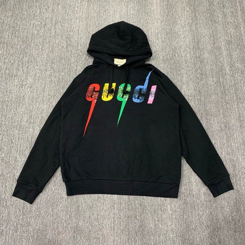 Gucci Gucci Black rhinestone sequin lightning letter logo hoodie Size US M / EU 48-50 / 2 - 1 Thumbnail