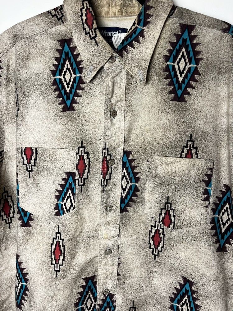 Wrangler Vintage 80's-90's Wrangler Western Native Style Button Up Size US XL / EU 56 / 4 - 4 Thumbnail
