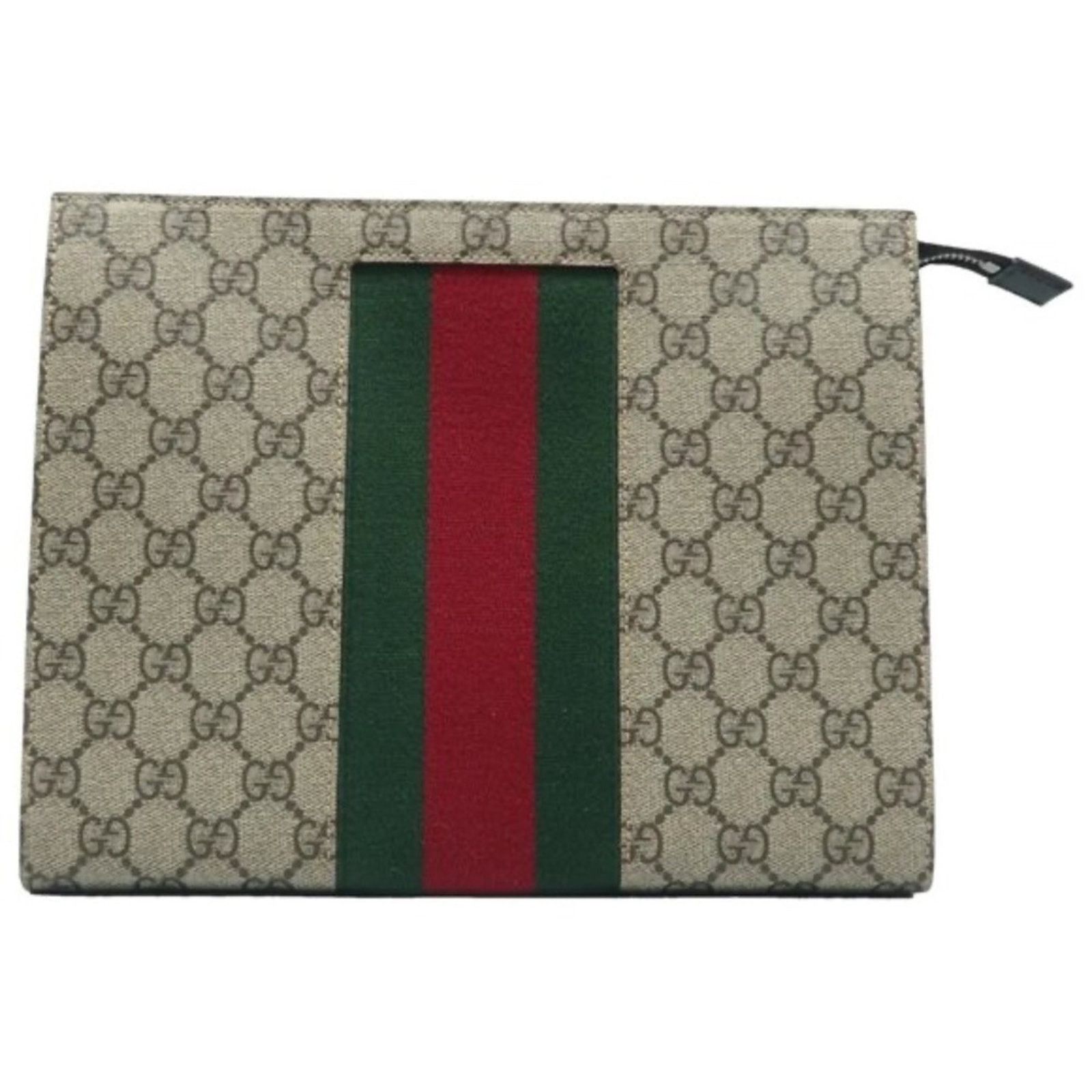 Authentic GUCCI Brown GG Canvas Clutch Bag Lux-350-092225