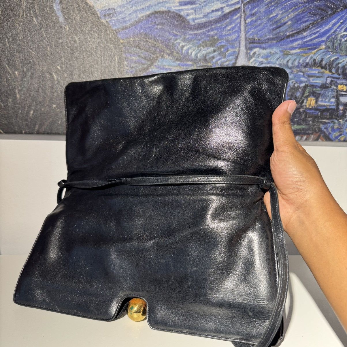 Bottega Veneta Vintage 1980s Bottega Veneta Leather Shoulder Ball Clasp Size ONE SIZE - 3 Thumbnail