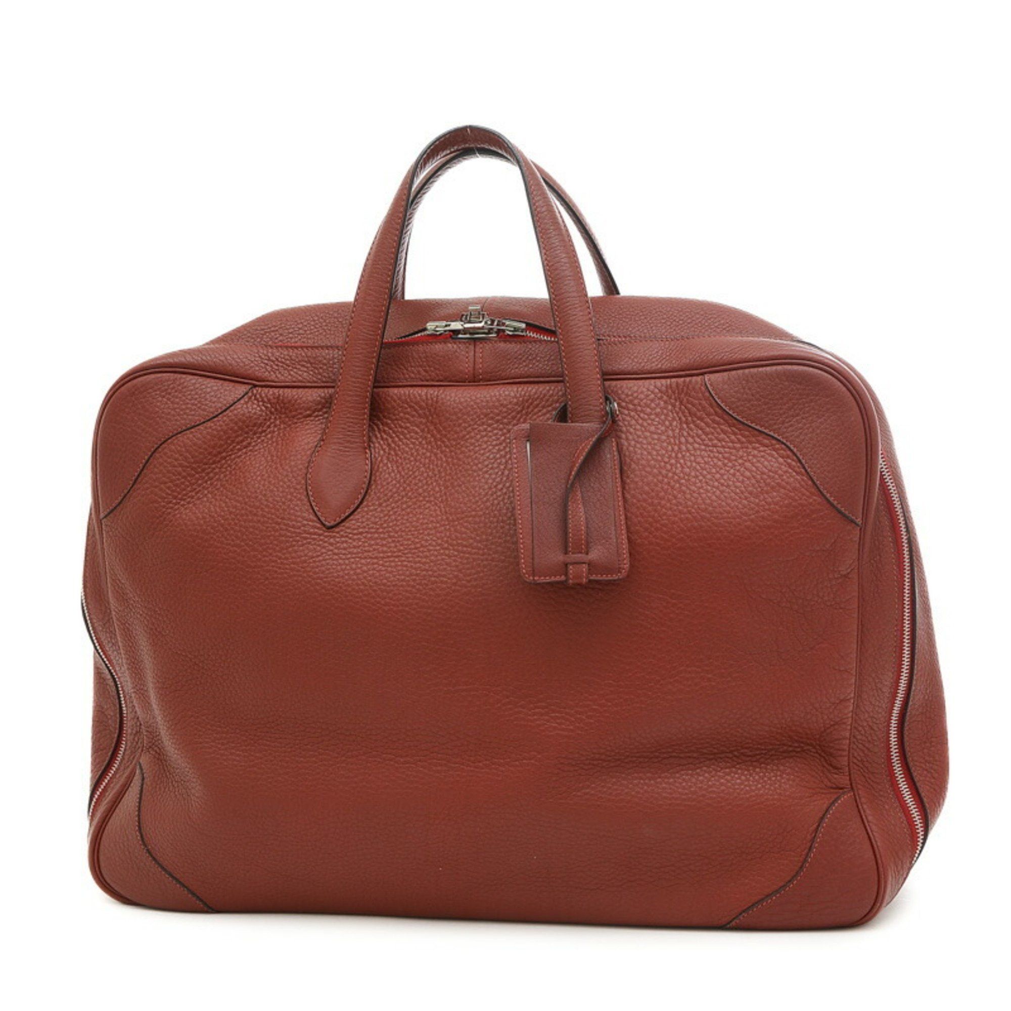 image of Hermes Victoria 50 Handbag Taurillon Clemence Rouge H □D Stamp, Women's