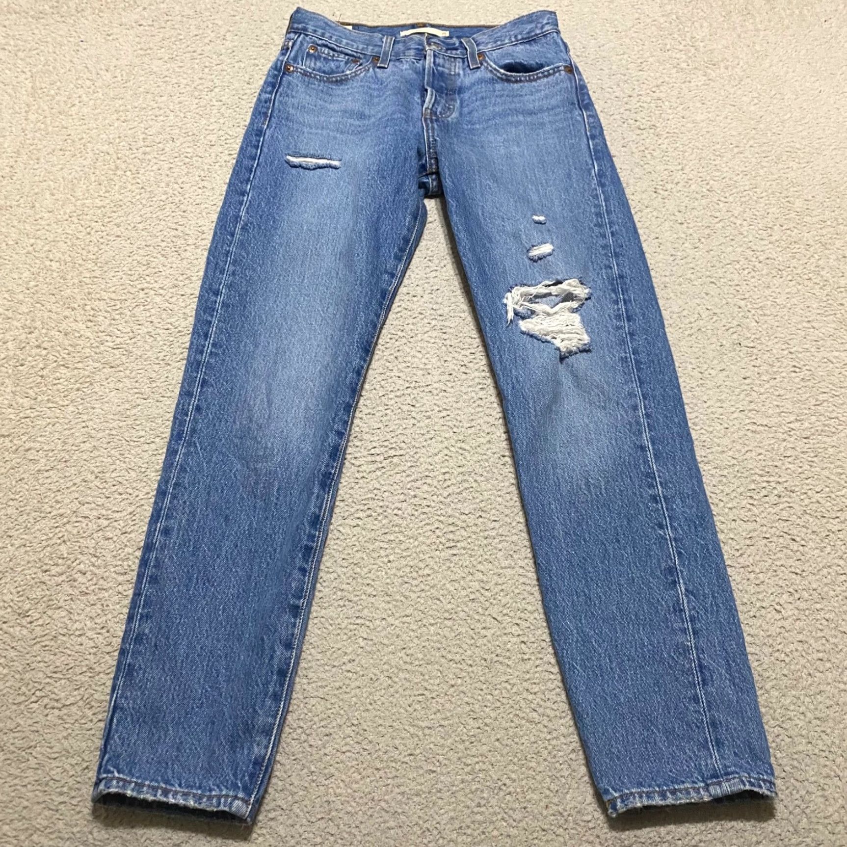Levi's Levi's Womens 25 Jeans Blue Denim Wedgie Straight Button Fly Distressed Premium Size 42" / US 20 - 2 Thumbnail