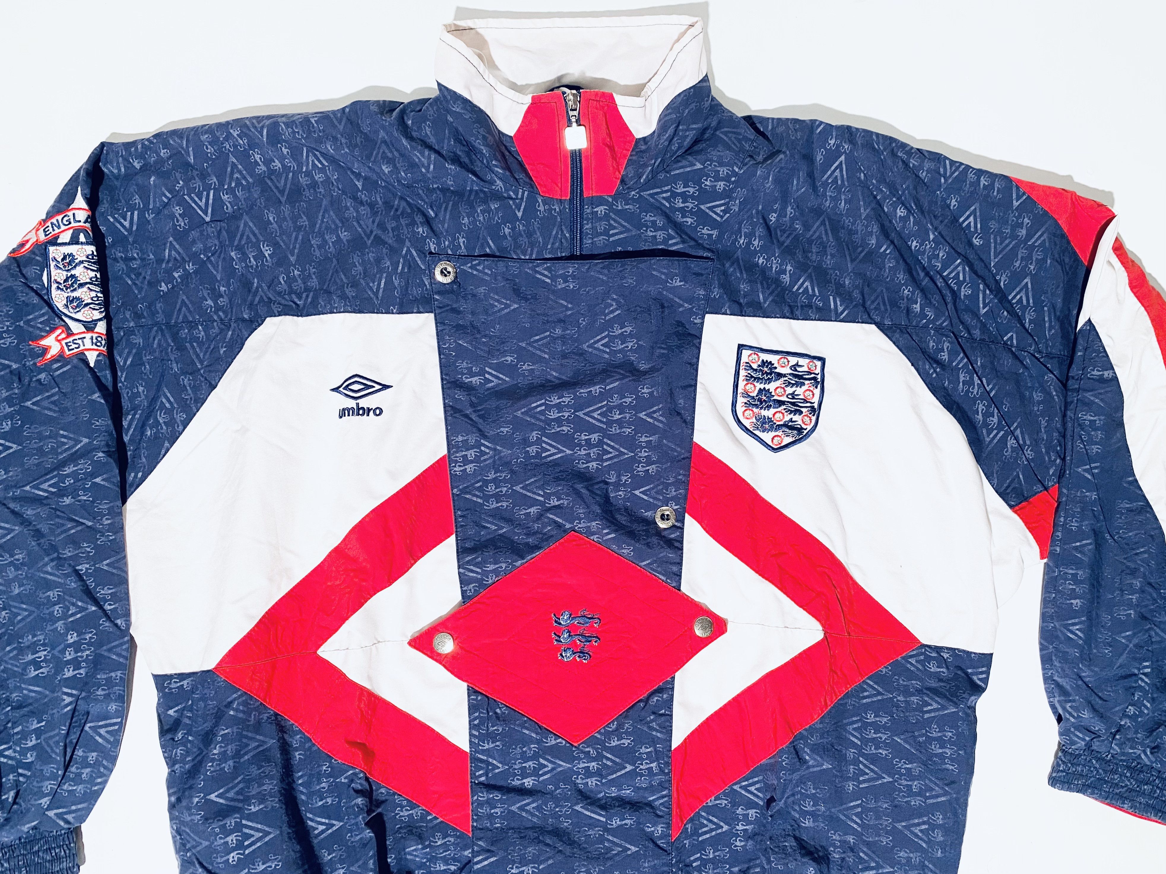 Umbro England Training Full Tracksuit 1990 / 1992 90/92 Size US L / EU 52-54 / 3 - 6 Thumbnail