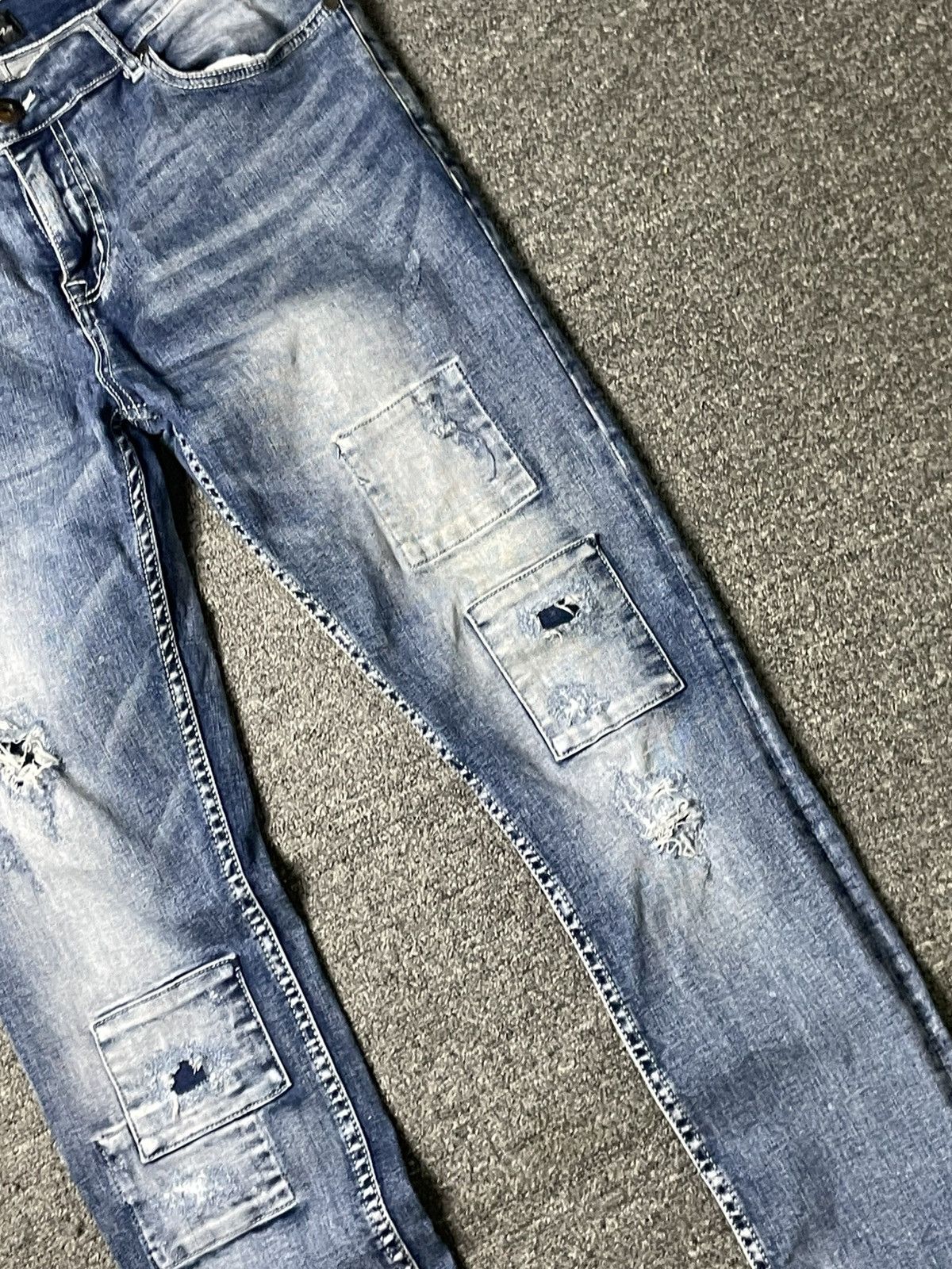 Japanese Brand U-Men Brand Distressed Skinny Denim (62) Size US 30 / EU 46 - 4 Thumbnail