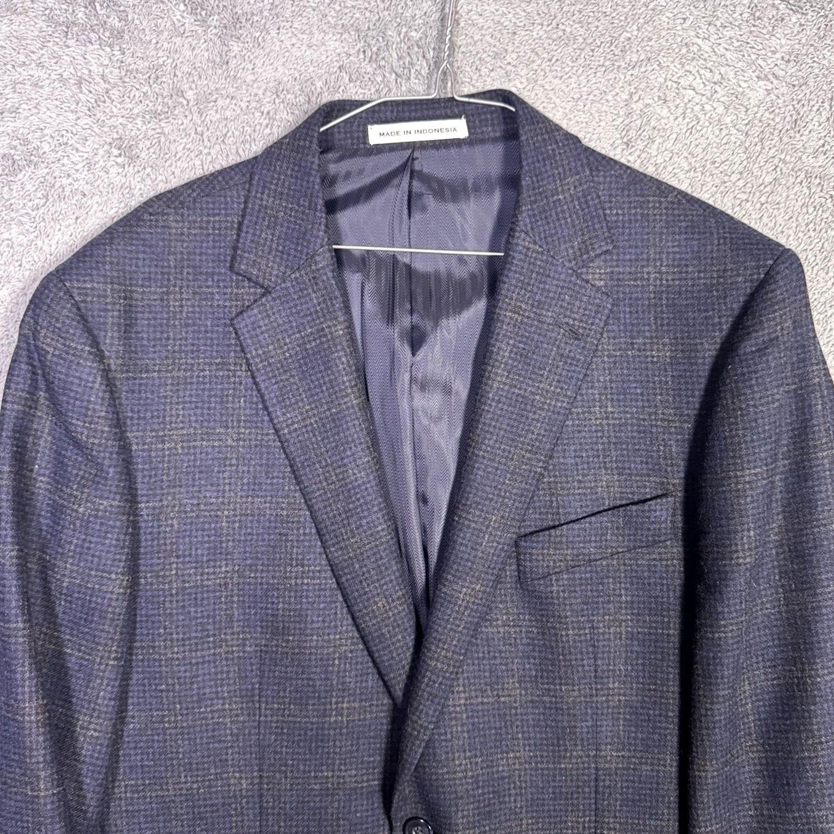 Joseph Abboud Joseph Abboud Blazer Men 42R Sport Coat Wool Windowpane Blue Notch Lapel Modern Vintage? No Size 42R - 4 Thumbnail