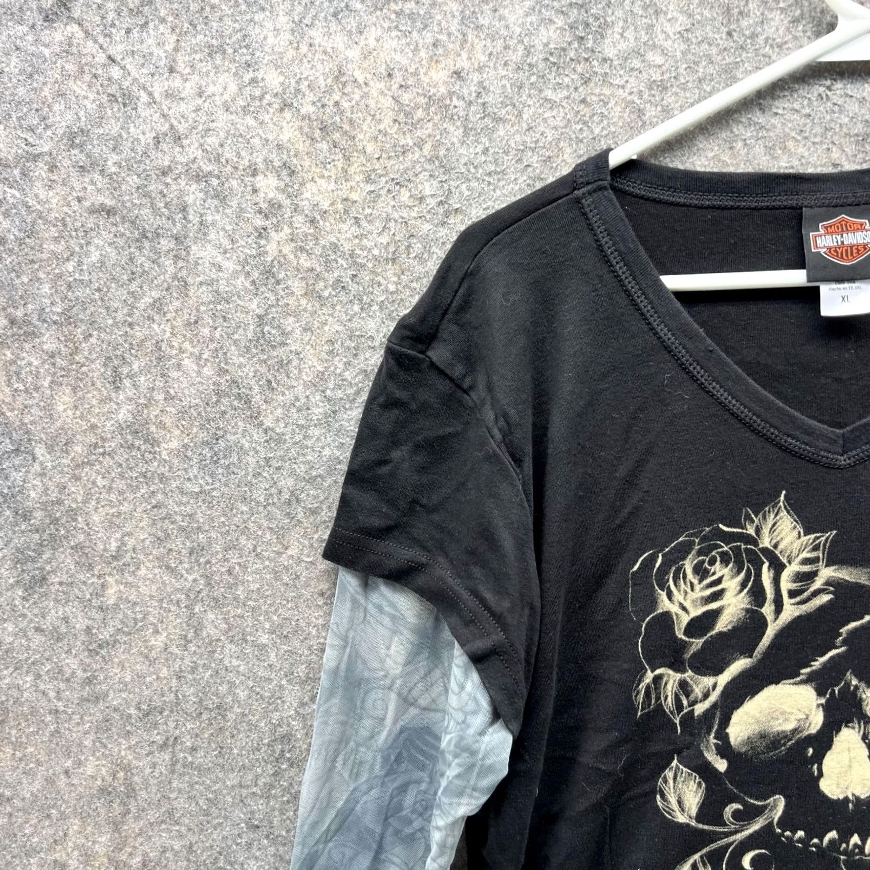 Harley Davidson Harley-Davidson Womens XL Skull Black Vintage Tee Long Sleeve Seacoast Casual Party Wear Size XL / US 12-14 / IT 48-50 - 3 Thumbnail