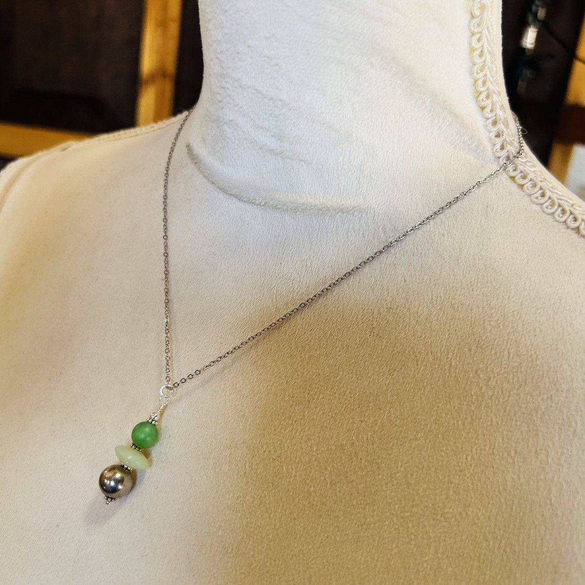 Handmade Handcrafted elegant genuine stone pendant on chain necklace Size ONE SIZE - 4 Thumbnail