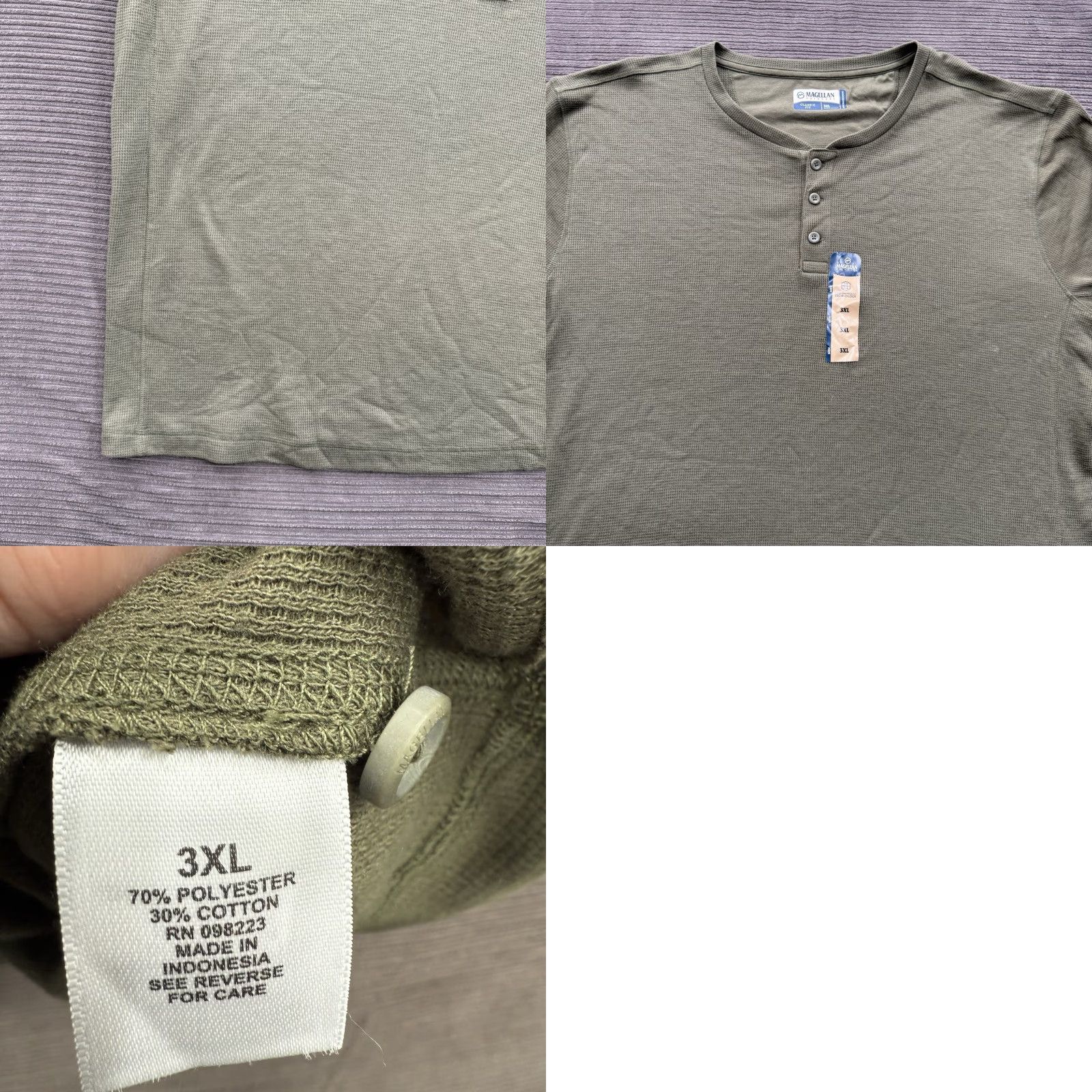 Vintage Magellan Shirt Men 3XL Green Polyester Classic Fit Moisture Wicking Outdoor Casual Workwear Button-Up Crew Neck Long Sleeve Size US XXL / EU 58 / 5 - 8 Thumbnail