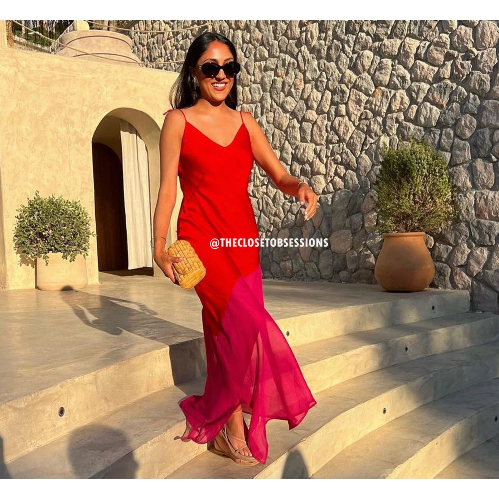 Mango Mango Red Pink Colorblock Asymmetrical Maxi Dress NWT Size S / US 4 / IT 40 - 13 Thumbnail