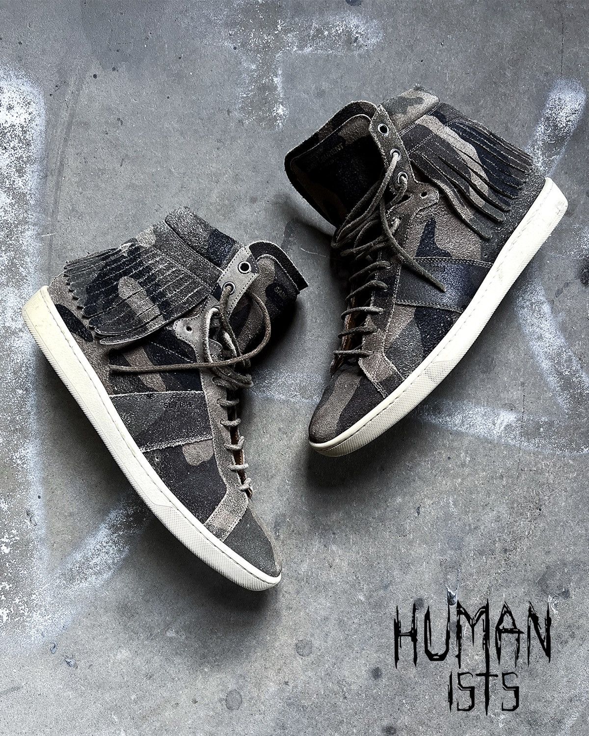 Saint Laurent Paris S/S16 CAMO FRINGE HIGH TOP SL10 Size US 8 / EU 41 - 1 Thumbnail