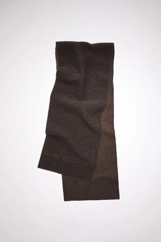 Acne Vasami chocolate brown jaquard brushed wool scarf