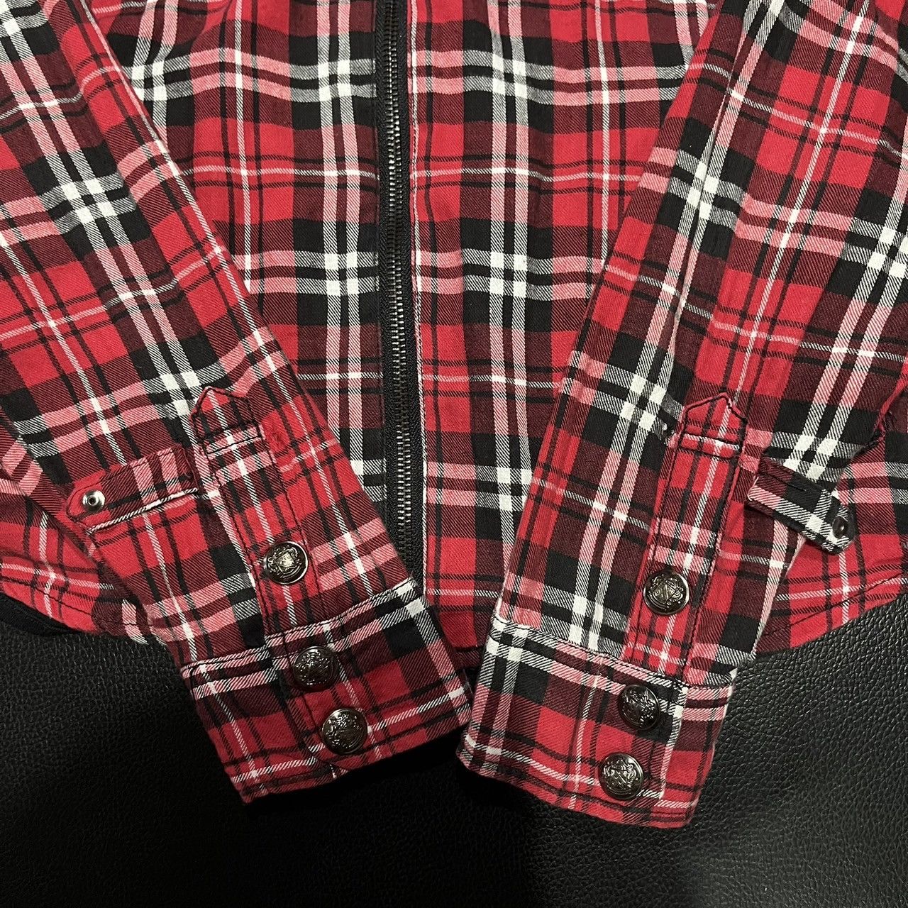 Japanese Brand Clone Devgru Visual Kei Japanese Style Red Plaid Zip Hooded Size M / US 6-8 / IT 42-44 - 12 Thumbnail