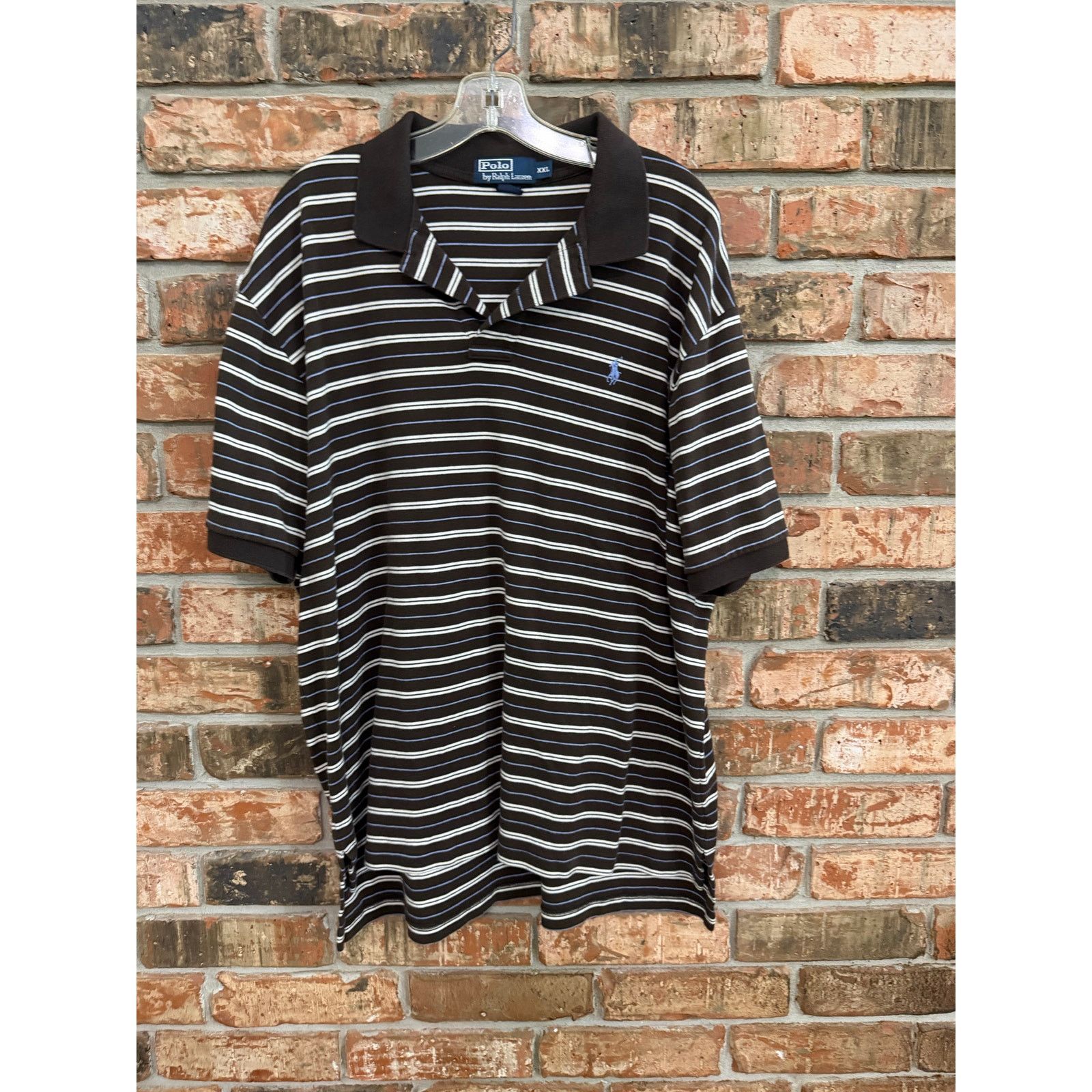 Ralph Lauren Polo Ralph Lauren Size XXL Brown Blue Striped Mens Polo Size US XXL / EU 58 / 5 - 3 Thumbnail