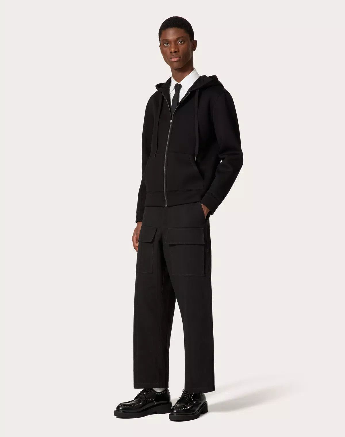 Valentino oc11z0725 Neoprene Sweatshirt With Hood And Zip in Black Size US S / EU 44-46 / 1 - 2 Thumbnail