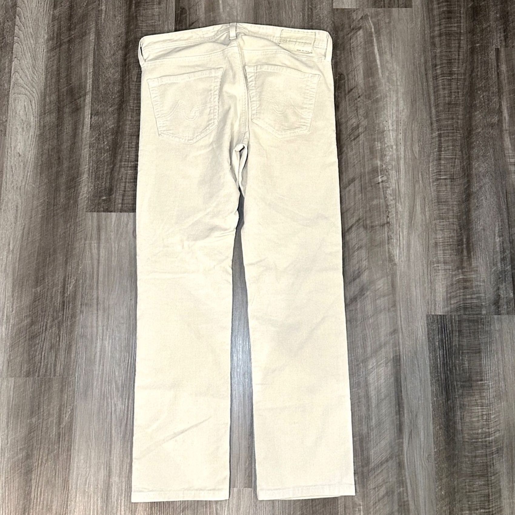 Vintage AG Adriano Goldschmied The Matchbox Slim Straight Corduroy Jeans - 31 Men Regular 30 Inseam Cream Khaki Chino MS9273 Size US 31 - 3 Thumbnail