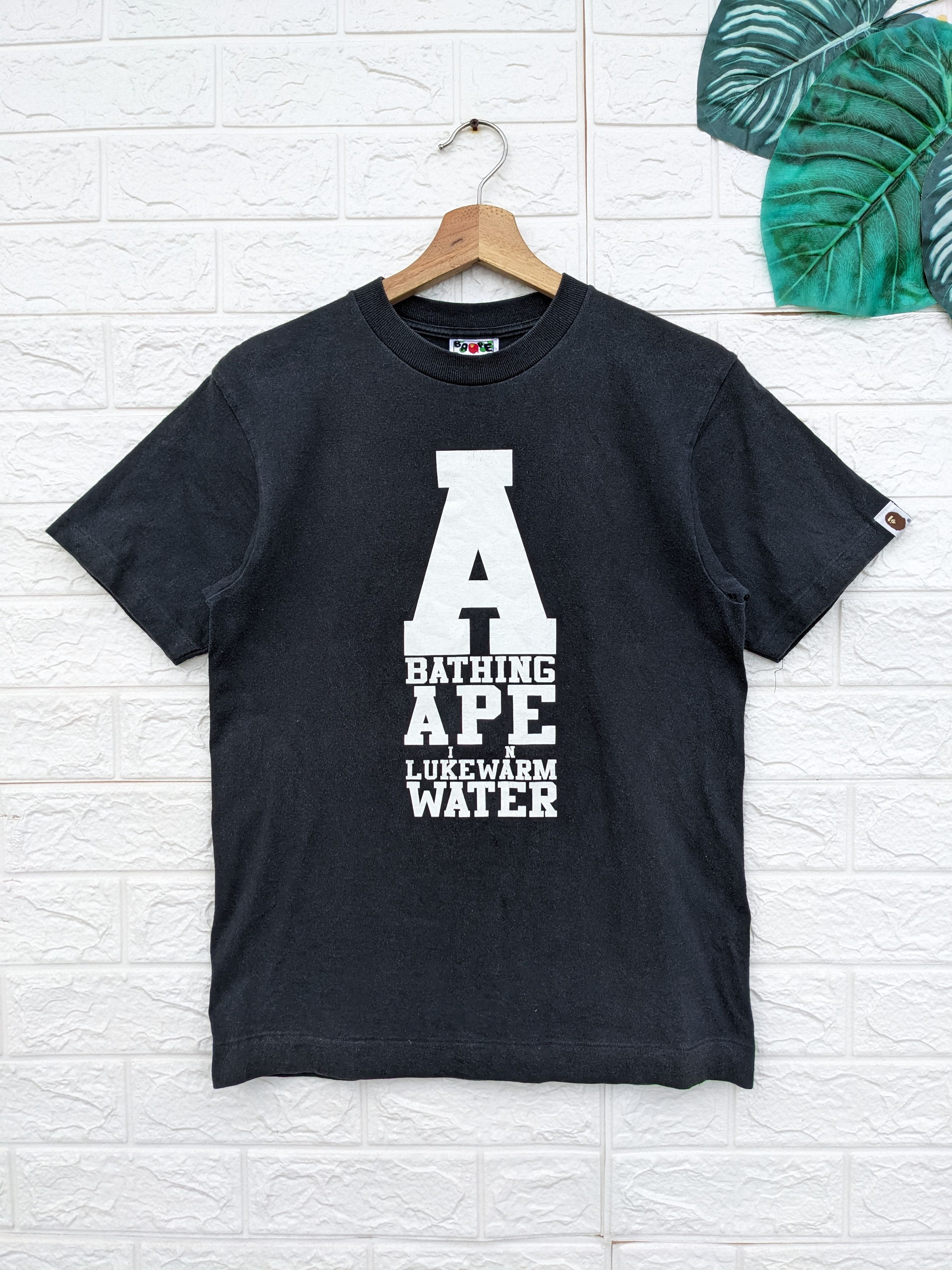 image of Bape x Nigo A Bathing Ape In Lukewarm Water T-Shirt in Black, Men's (Size Small)