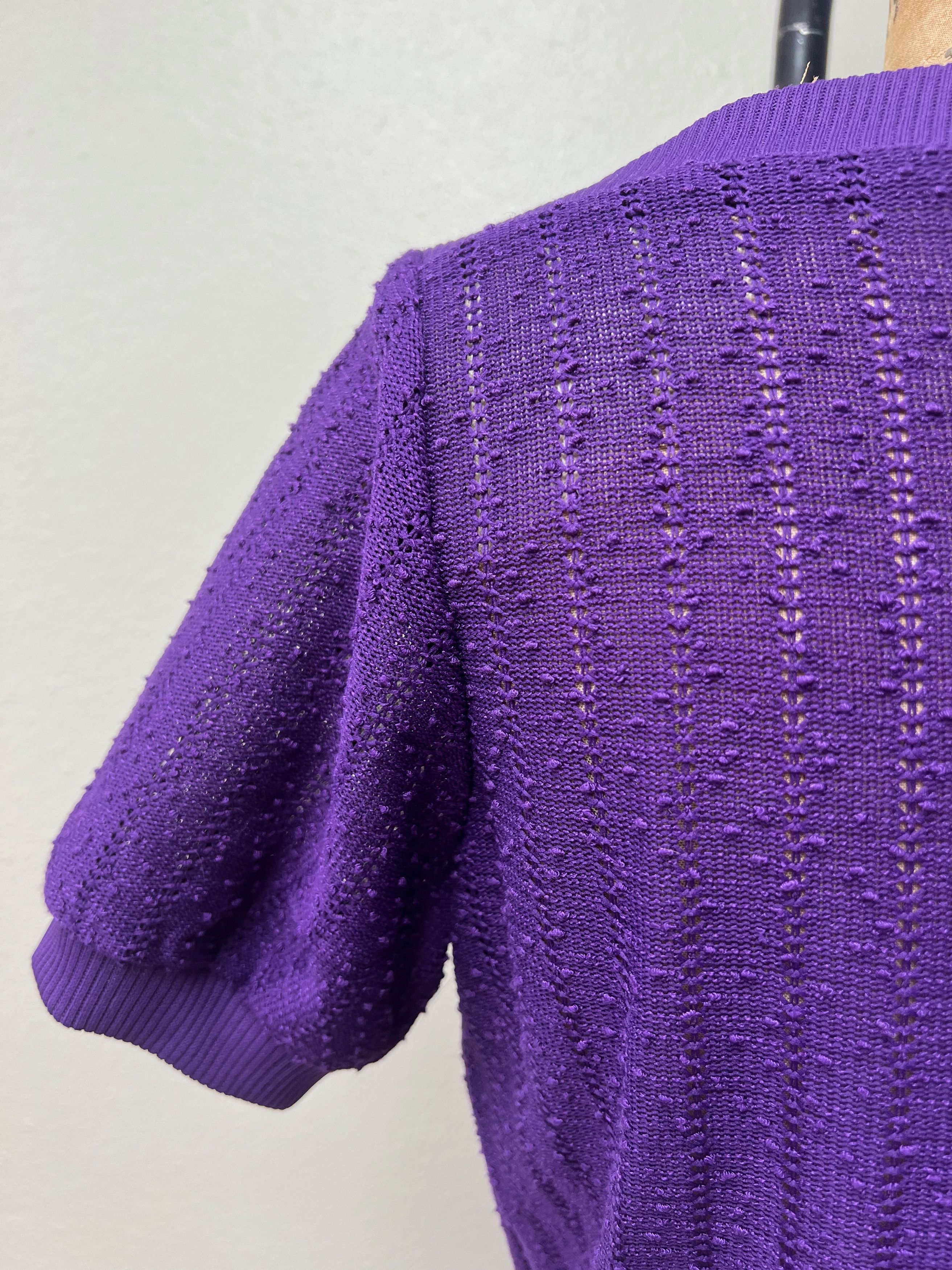 Other EUC Vintage 70s 80s Knit See Through Purple Dress Size M / US 6-8 / IT 42-44 - 6 Thumbnail