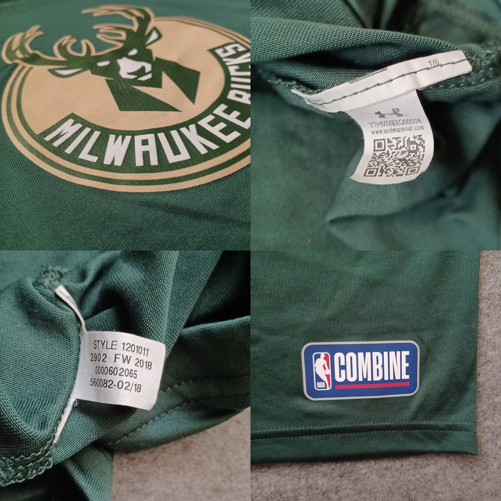 Under Armour Under Armour Milwaukee Bucks T Shirt Mens XXXL 3XL Green HeatGear NBA Crew Neck Short Sleeve Shirt Mens Green NBA HeatGear Logo Size US XXL / EU 58 / 5 - 9 Thumbnail
