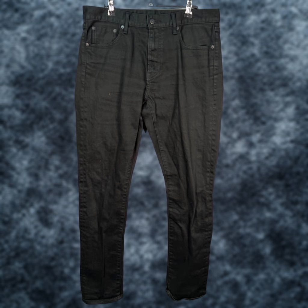Uniqlo Uniqlo Slim Fit Jeans 33x32 Black Cotton Blend Denim Straight 5-Pocket Mens Adults Size US 33 - 1 Thumbnail