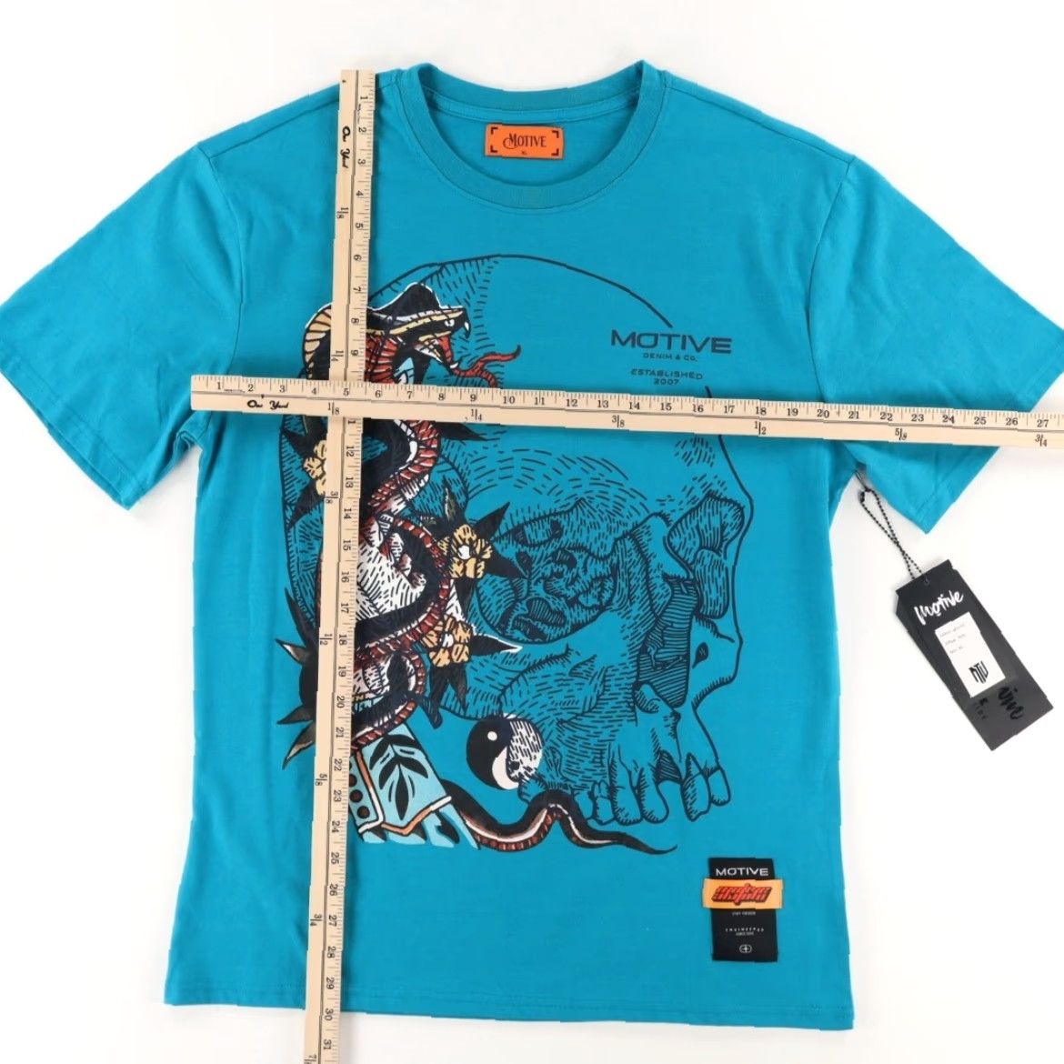 Denime Motive Denim Cobra Skull Solid T-Shirt Teal Men’s XL Shirt Size US XL / EU 56 / 4 - 3 Thumbnail