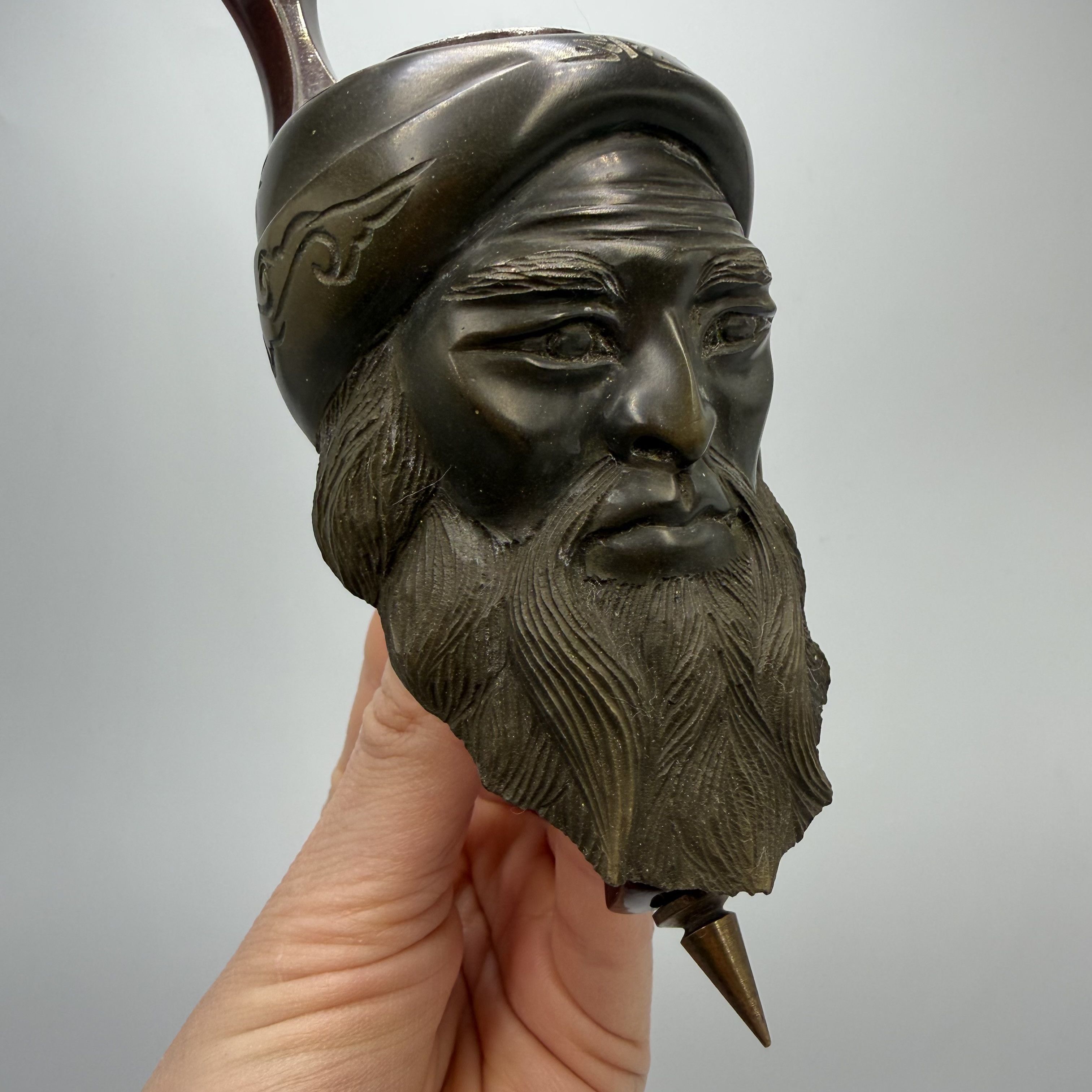 Vintage Antique Hand Carved Smoking Pipe Bearded Man Turban Bakelite Size ONE SIZE - 4 Thumbnail