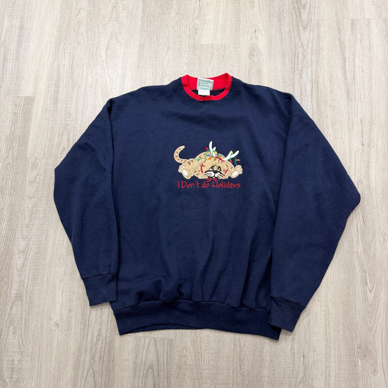 Vintage Vintage I Don't Do Holidays Cat Kitten Sweatshirt Large Size L / US 10 / IT 46 - 1 Thumbnail