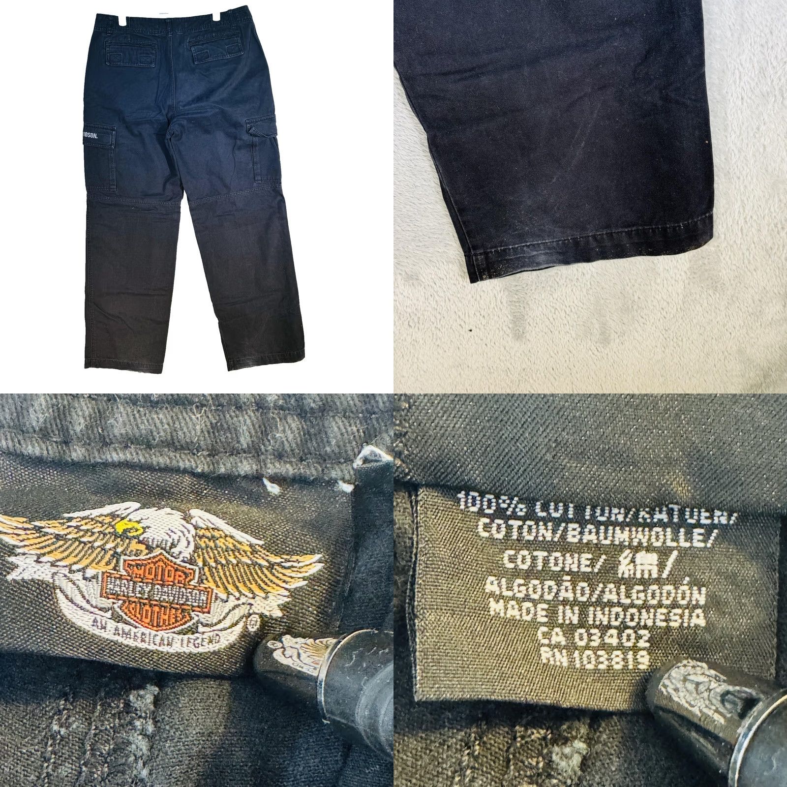 Harley Davidson Harley-Davidson Jeans Mens 34x28 Black Dark Wash Straight Relaxed Denim Zip Fly Relaxed Straight Fit Pockets Logo USA Biker Motorcycle 5-Pocket Design Size US 34 / EU 50 - 8 Thumbnail